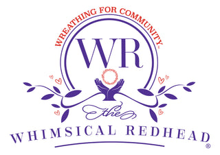 Logo of 'The Whimsical Redhead' with purple and red design elements on a white background.